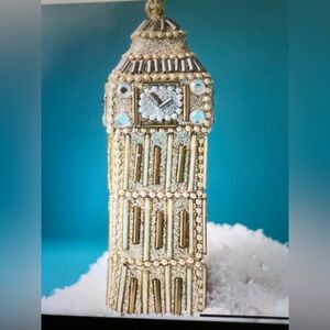 ❤️ ANTHROPOLOGIE HAND BEADED BIG BEN TRAVEL ORNAMENT NEW